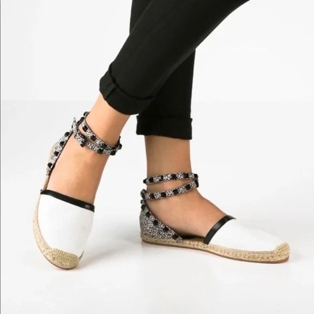 Like New Rebecca Minkoff Gilles Studded Leather Ankle Strap Espadrilles - size 8
